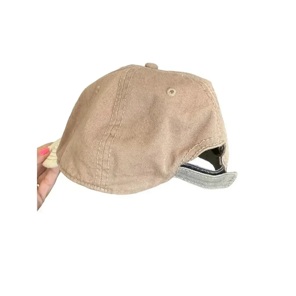 Disney Brown Mickey Mouse Face Embossed Embroidered Baseball Cap Hat Vintage